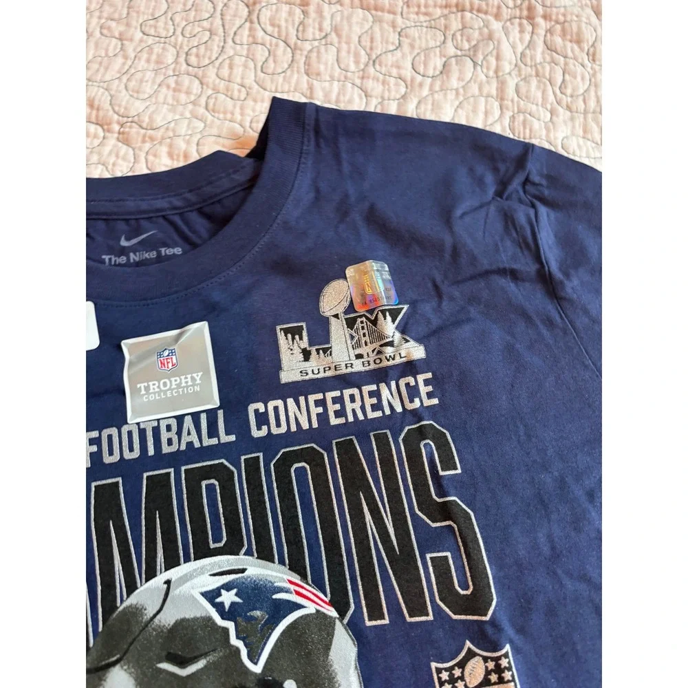 Nike New England Patriots AFC Champions Super Bowl LIII T-Shirt Navy Blue Large